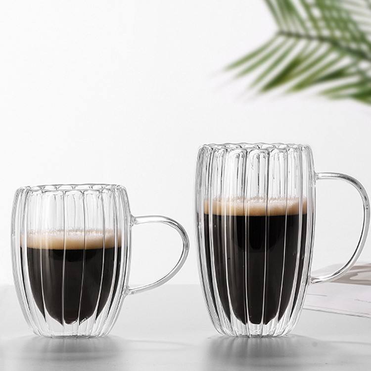 [With Handle] Vertical Pattern Double Layer Handle Cup
