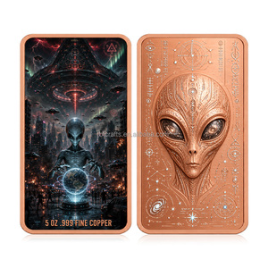 Barra in Rame Puro .999 da 5 oz, Serie <span class=keywords><strong>UFO</strong></span> Alieno, Lingotto Commemorativo con Rilievo UV Colorato per Collezione e Regalo - Product Image 2