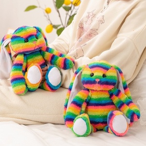 Cartoon <strong>Rainbow</strong> Striped Rabbit Plush Toy Easter <strong>Bunny</strong> Children's Comfort Stuffed Animal with PP Cotton Filling - Product Image 5