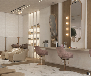 Design d'intérieur de salon moderne avec comptoirs d'exposition sur mesure et mobilier de salon de luxe, solution complète pour salon - Product Image 1