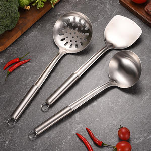 Ensemble d'ustensiles de cuisine en acier inoxydable, 5 pièces, cuillère, spatule, écumoire pour faire sauter, servir des soupes - Product Image 4