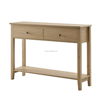 Console d'entrée moderne de luxe avec placage clair, armoire en bois de haute qualité, deux tiroirs de rangement pour la maison, l'hôtel ou la villa