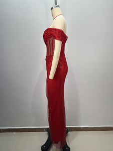 A10641ミグガーメントプロムドレス女性用高品質スパンコール刺繍マキシドレスオフショルダーバックレスイブニングパーティードレス - Product Image 5