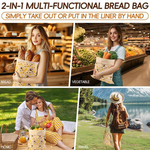 Sac de conservation alimentaire réutilisable pour pain au levain avec doublure amovible en cire d'abeille pour sacs à pain frais en cire d'abeille pour pain fait maison - Product Image 6