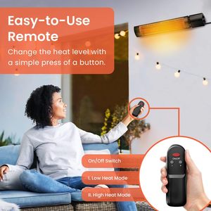Calentador de Patio Eléctrico Infrarrojo de 2500W para Uso Doméstico en Exteriores, Montaje en Pared o Techo, Control Táctil, Wifi y Control Remoto - Product Image 4