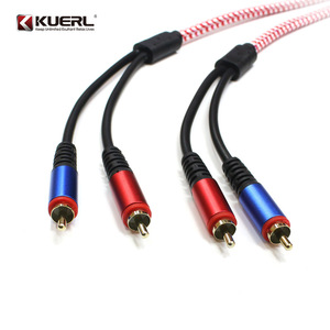 Kuerl RCA สายเคเบิลวิดีโอเสียง PVC ถักขั้วต่อตัวผู้-ตัวผู้สำหรับระบบเสียงและวิดีโอในรถยนต์ - Product Image 1