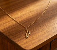 Collier tendance avec pendentif étoile ajourée en acier inoxydable plaqué or 18 carats, bijou scintillant pour le quotidien