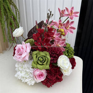 2026 nuovo Design bordeaux seta <span class=keywords><strong>giardino</strong></span> artificiale stile matrimonio Anthurium fiori disposizione centrotavola tavolo - Product Image 1