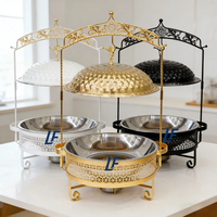 Ensemble de chauffe-plats suspendus de luxe dorés pour traiteur, alimentés à l'alcool, avec supports réglables, pour mariages et réceptions, utilisables comme ustensiles de cuisine
