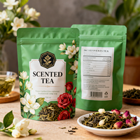 Sachet de thé parfumé imprimé sur mesure, refermable, thermoscellable, dégradable, sachet autoportant, emballage alimentaire de qualité alimentaire
