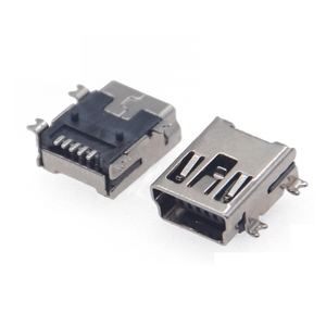 Conector Receptáculo SMT Mini USB de 5 Pines Hembra en Ángulo Recto (Horizontal) con 4 Almohadillas de Montaje - Product Image 1