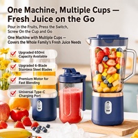 Extracteur de jus électrique 650 ml 40 W avec lame en acier inoxydable 304, Type-C, tasse multi-usages pour smoothies, jus de légumes, certifié CE FC