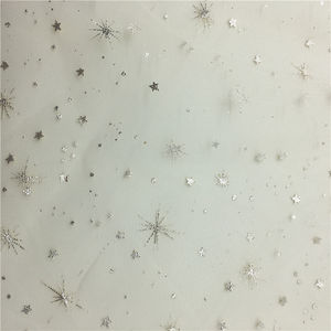 100% Polyester feuille or <span class=keywords><strong>croix</strong></span> étoile motif imprimé imperméable extensible <span class=keywords><strong>Tulle</strong></span> Net maille doublure tissu mémoire pour les filles - Product Image 1