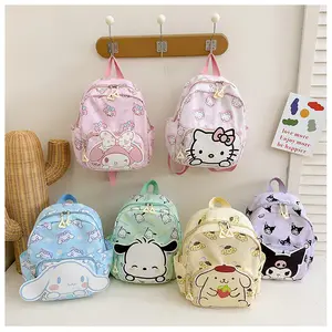 Mochila japonesa Kawaii de tela Oxford, bonita mochila escolar con melodía, mochila de felpa para estudiante Kuromi Melody