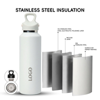 RVS vacuüm geïsoleerde waterfles 700ml met één-druk deksel, bediening met één hand, voedselveilige binnenkant, bulk, aangepast logo