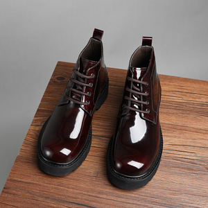 Zapatos Oxford de Vestir para Hombre, Estilo Británico Vintage, Cuero Charol Brillante, Punta Cuadrada Tallada, Zapatos Formales con Aumento de Altura para Boda - Product Image 4