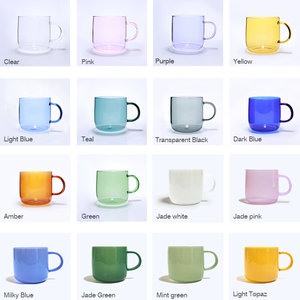 كوب زجاجي ملون معتم مخصص، كوب شرب زجاجي منفوخ يدويًا من البوروسيليكات، كوب قهوة، كوب شاي، كوب زجاجي بلون اليشم مع مقبض - Product Image 6