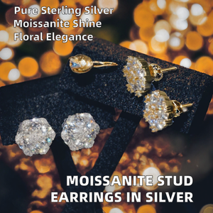 Pendientes de lujo de plata de ley 925 chapados en oro con moissanita de corte brillante de 6.5-12mm, engaste de garra, certificado GRA, estilo Iced - Product Image 2