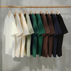 เสื้อยืดคอกลมแขนสั้นทรงปกติสำหรับผู้ชาย ผ้าฝ้าย 100% สีพื้น ระบายอากาศได้ดี สวมใส่สบาย ผ้าเจอร์ซีย์ถัก ย้อมสีเรียบ - Product Image 4