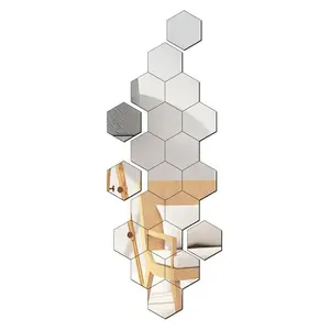 リビングルームソファテレビ背景アクリル3D装飾六角形家の装飾装飾自己粘着性バスルームミラーウォールステッカー