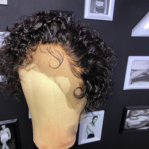 Perruques Lace Front wig transparentes HD, cheveux humains, coupe Pixie, couleur noire naturelle, longue durée, noeuds décolorés - Product Image 6