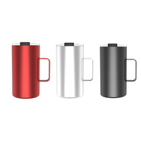 Mug de voyage en acier inoxydable avec logo personnalisé, poignée, double paroi, isolation sous vide, tasse de bureau, plusieurs couleurs disponibles