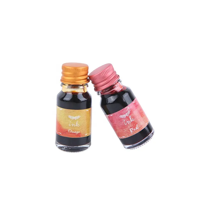 10 colors colorful inks Writing Painting Fountain Pen Ink 10ML Carbon free inks with glass bottles