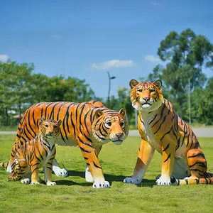 Escultura de Animal de resina grande, estatua de tigre de Safari de plástico, accesorios para fiestas y eventos