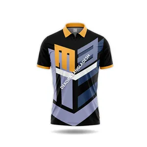 100% Polyester Hot Best Quality Cheap Price Wholesale Polo Neck Short Sleeve Adult Cricket Jersey For Mens From Bangladesh