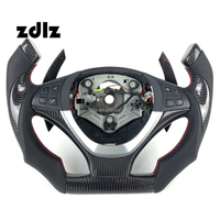 Volant de course F1 style OEM en fibre de carbone avec revêtement en cuir perforé noir et palettes en carbone pour BMW E90 E92 E93