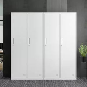 Durable <b>Thin</b> Edge Steel Storage Cabinet Double Door Lockers Bedroom Furniture <b>Wardrobe</b> Mirror for Dormitory Workshop Hanging - Product Image 4