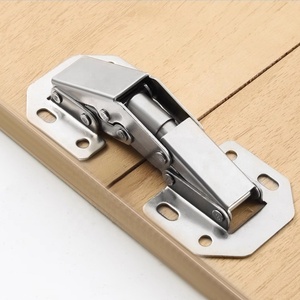 Charnière à ressort en métal de 3 pouces, sans perçage, à montage en surface, dissimulée, pour armoire, finition nickel moderne, pour salon, bureau à domicile, cuisine - Product Image 5
