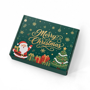 Boîte d'expédition en carton ondulé personnalisée pour Noël, imprimée en couleur avec Père Noël et sapin, pour le Mahjong des fêtes - Product Image 1