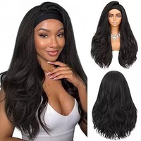 Perruques Bandeau Sans Colle en Dentelle Transparente Ondulée Noire, Vente en Gros d'Usine, Idéales pour Femmes Noires Débutantes