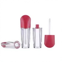 Tube de gloss à lèvres carré en plastique personnalisé de 3,5 ml, entièrement transparent, emballage cosmétique personnalisé pour rouge à lèvres