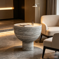 Table d'appoint en terrazzo de marbre rose naturel, table d'angle en pierre artistique pour salon, maison de rêve