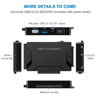 Cable adaptador de disco duro USB 3,0 a SATA IDE para 3,5 2,5 pulgadas HDD/SSD CD DVD ROM 3 en 1USB IDE SATA