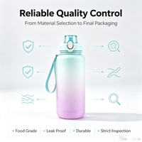 Bouteille d'eau en plastique personnalisée avec marqueur de temps. Sans BPA. Étanche aux fuites. Plusieurs tailles. Pour l'hydratation quotidienne en salle de sport et en extérieur.