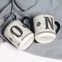 Tasses à thé au lait en céramique dorée, alphabet, tasse en porcelaine de haute qualité pour la maison