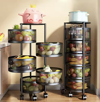 Carrito Organizador Giratorio de 5 Niveles para Cocina, Construcción Metálica Resistente, Ideal para Almacenamiento de Productos
