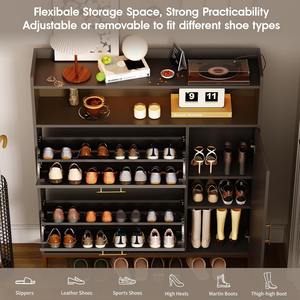 Meuble à chaussures sur mesure avec éclairage LED et station de recharge, tiroir rabattable, rangement d'entrée - Product Image 2