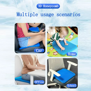 Cojín de Asiento de Gel TPE Cuadrado Suave y Cómodo con Diseño de Panal de Abeja para Silla de Oficina y Asiento de Coche con Funda de Malla Negra - Product Image 4