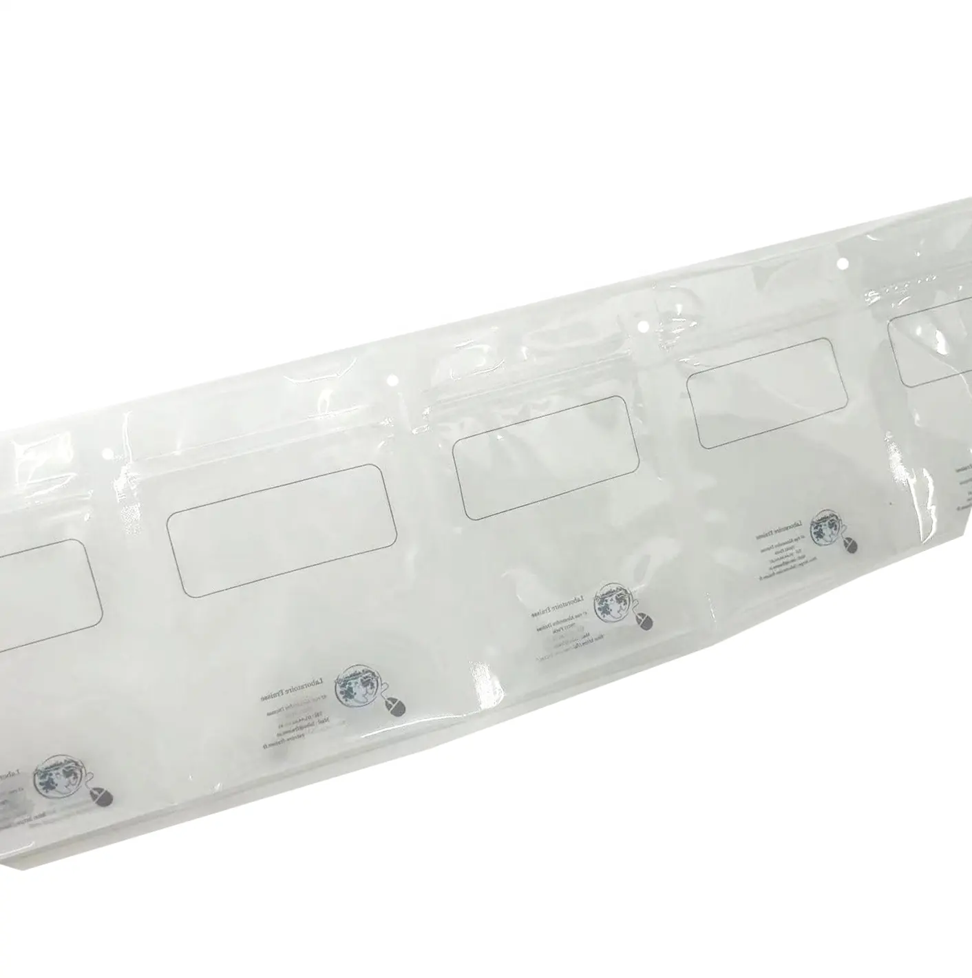 Bolsas de plástico de polietileno frontal transparente de grado alimenticio con logotipo personalizado en rollo para prótesis dentales