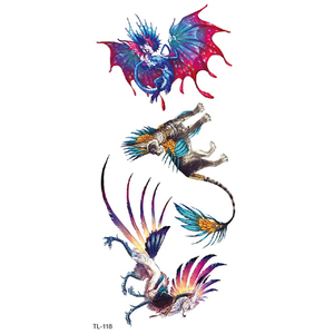 BXTAT TL115 - TL120 Autocollants de <span class=keywords><strong>tatouage</strong></span> <span class=keywords><strong>temporaire</strong></span> colorés avec motifs d'aigle, de renard, de <span class=keywords><strong>cheval</strong></span>, de paon, de chats et de hiboux - Product Image 4