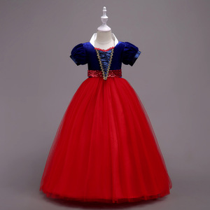 Robe de bal en tulle bleu foncé pour enfants, style Blanche-Neige, avec décolleté cœur, costume de spectacle pour filles, robe de fête d'anniversaire - Product Image 4