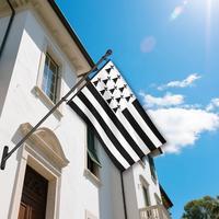 Drapeau de Bretagne 90x60cm 150x90cm 100% polyester, symbole régional breton de la région de France avec œillets métalliques, décoration intérieure et extérieure