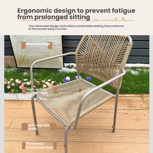 Ensemble <span class=keywords><strong>de</strong></span> table et <span class=keywords><strong>de</strong></span> chaises en métal pour l'extérieur, <span class=keywords><strong>salon</strong></span> <span class=keywords><strong>de</strong></span> <span class=keywords><strong>jardin</strong></span>, chaise en rotin, résistant à l'eau et aux UV, meubles en rotin pour la cour - Product Image 2