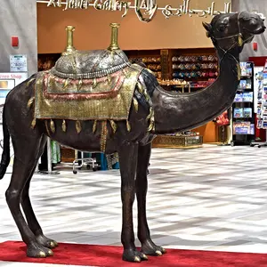 Escultura de latón de tamaño real, famoso diseño de Dubái, simbólico, camel dorado