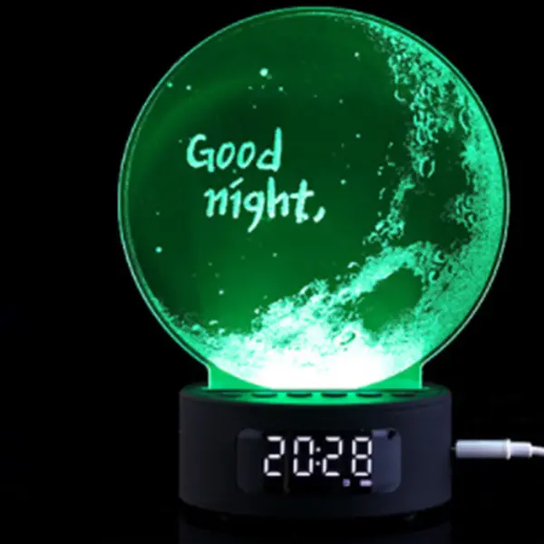Multiple LED Colors 3D Night Light Base Stand with Alarm Clock LCD Display and Music Song Player Controlled by Mobile Phone