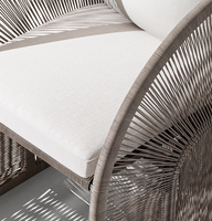 PAVONA Ensemble de salle à manger en aluminium finition poudrée avec manteau au design simple Fauteuil de jardin extérieur tissé en rotin PE